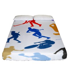 Sport Player Playing Fitted Sheet (queen Size) by Mariart