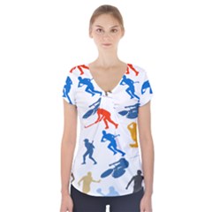 Sport Player Playing Short Sleeve Front Detail Top by Mariart