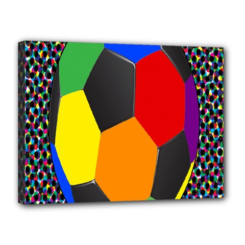 Team Soccer Coming Out Tease Ball Color Rainbow Sport Canvas 16  X 12  by Mariart