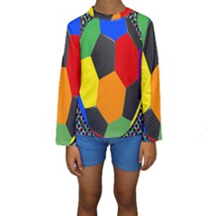 Team Soccer Coming Out Tease Ball Color Rainbow Sport Kids  Long Sleeve Swimwear by Mariart