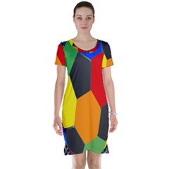 Team Soccer Coming Out Tease Ball Color Rainbow Sport Short Sleeve Nightdress by Mariart