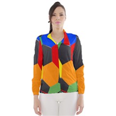 Team Soccer Coming Out Tease Ball Color Rainbow Sport Wind Breaker (women) by Mariart