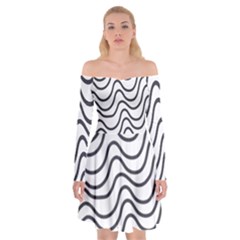 Wave Waves Chefron Line Grey White Off Shoulder Skater Dress by Mariart