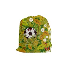 Ball On Forest Floor Drawstring Pouches (medium)  by linceazul