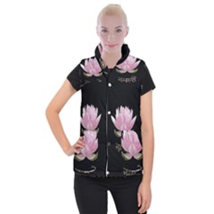 Namaste - Lotus Women s Button Up Puffer Vest by Valentinaart