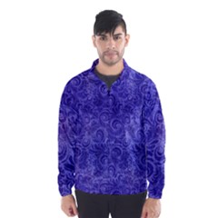 Vibrant Blue Romantic Flower Pattern Wind Breaker (men) by Ivana