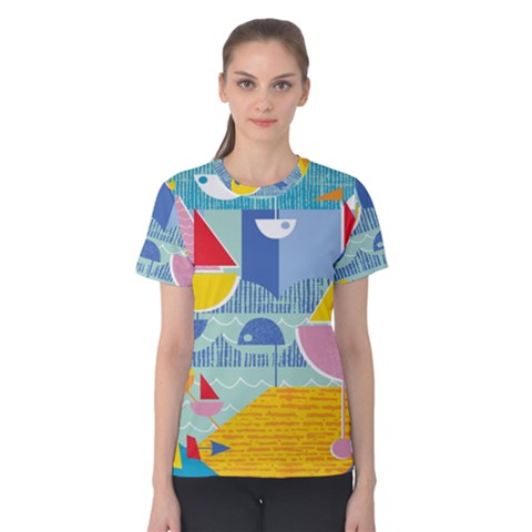 Boats Ship Sea Beach Women s Cotton Tee by Mariart