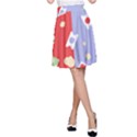 Glasses Red Blue Green Cloud Line Cart A-Line Skirt View1