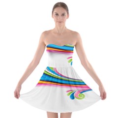 Colored Lines Rainbow Strapless Bra Top Dress by Mariart