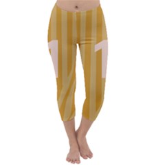 Number 1 Line Vertical Yellow Pink Orange Wave Chevron Capri Winter Leggings  by Mariart