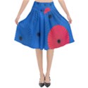 Pink Umbrella Red Blue Flared Midi Skirt View1