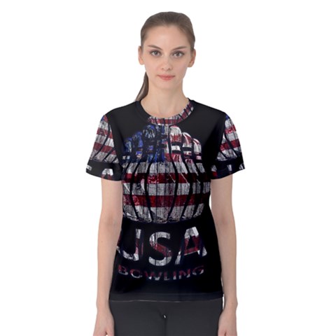 Usa Bowling  Women s Sport Mesh Tee by Valentinaart