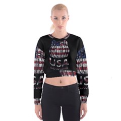 Usa Bowling  Cropped Sweatshirt by Valentinaart