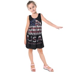 Usa Bowling  Kids  Sleeveless Dress by Valentinaart