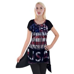 Usa Bowling  Short Sleeve Side Drop Tunic by Valentinaart