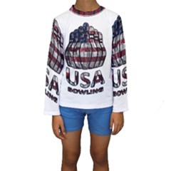 Usa Bowling  Kids  Long Sleeve Swimwear by Valentinaart