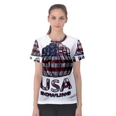 Usa Bowling  Women s Sport Mesh Tee by Valentinaart