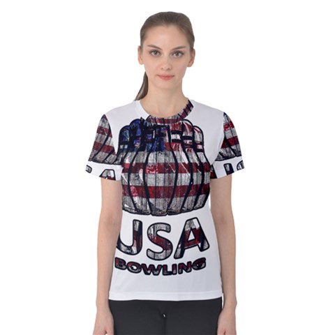 Usa Bowling  Women s Cotton Tee by Valentinaart