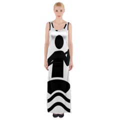 Cropped Kayak Graphic Race Paddle Black Water Sea Wave Beach Maxi Thigh Split Dress by Mariart