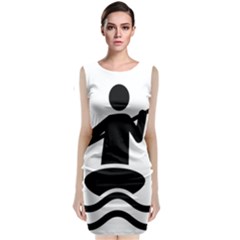 Cropped Kayak Graphic Race Paddle Black Water Sea Wave Beach Classic Sleeveless Midi Dress by Mariart