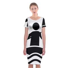 Cropped Kayak Graphic Race Paddle Black Water Sea Wave Beach Classic Short Sleeve Midi Dress by Mariart