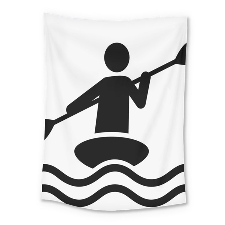 Cropped Kayak Graphic Race Paddle Black Water Sea Wave Beach Medium Tapestry