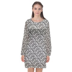 Capsul Another Grey Diamond Metal Texture Long Sleeve Chiffon Shift Dress  by Mariart