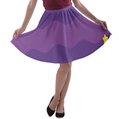 Glimragender Flags Wave Waves Chevron Purple Blue Star Yellow Space A-line Skater Skirt by Mariart