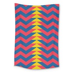 Lllustration Geometric Red Blue Yellow Chevron Wave Line Large Tapestry by Mariart