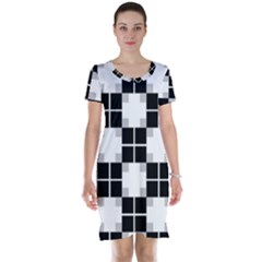 Plaid Black White Short Sleeve Nightdress by Mariart