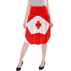 Tabla Laboral Sign Red White Midi Beach Skirt by Mariart