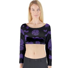 Aztecs Pattern Long Sleeve Crop Top by ValentinaDesign