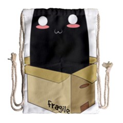 Black Cat In A Box Drawstring Bag (large) by Catifornia