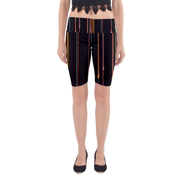 Fallen Christmas Lights And Light Trails Yoga Cropped Leggings