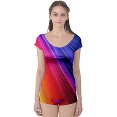 Multicolor Light Beam Line Rainbow Red Blue Orange Gold Purple Pink Boyleg Leotard  by Mariart