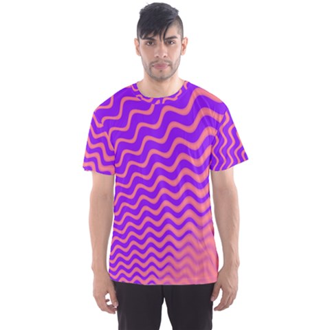 Original Resolution Wave Waves Chevron Pink Purple Men s Sport Mesh Tee by Mariart