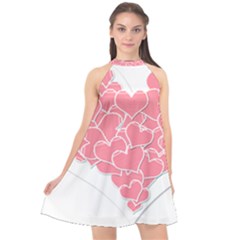 Heart Stripes Symbol Striped Halter Neckline Chiffon Dress  by Nexatart