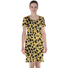 Skin Animals Cheetah Dalmation Black Yellow Short Sleeve Nightdress by Mariart