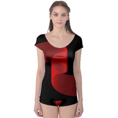 Tape Strip Red Black Amoled Wave Waves Chevron Boyleg Leotard  by Mariart