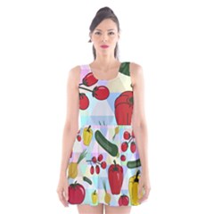 Vegetables Cucumber Tomato Scoop Neck Skater Dress by Nexatart