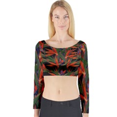 Bird Of Paradise Long Sleeve Crop Top by Valentinaart