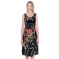 Kung Fu  Midi Sleeveless Dress by Valentinaart