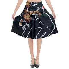 Kung Fu  Flared Midi Skirt by Valentinaart