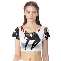 Kung Fu  Short Sleeve Crop Top (tight Fit) by Valentinaart