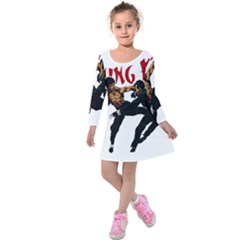 Kung Fu  Kids  Long Sleeve Velvet Dress by Valentinaart