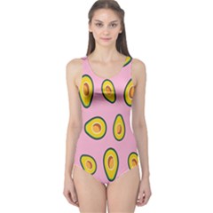 Fruit Avocado Green Pink Yellow One Piece Swimsuit by Mariart