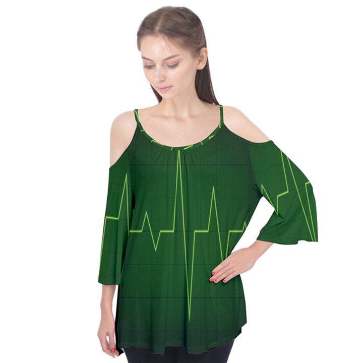 Heart Rate Green Line Light Healty Flutter Tees