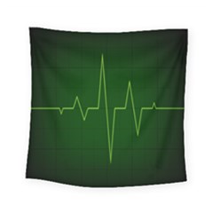 Heart Rate Green Line Light Healty Square Tapestry (small) by Mariart