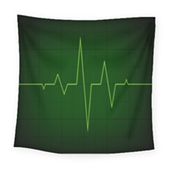 Heart Rate Green Line Light Healty Square Tapestry (large) by Mariart