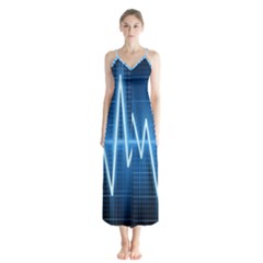 Heart Monitoring Rate Line Waves Wave Chevron Blue Chiffon Maxi Dress by Mariart